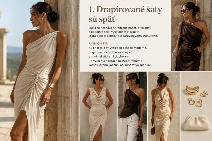Drapírované šaty - vizualizácia
